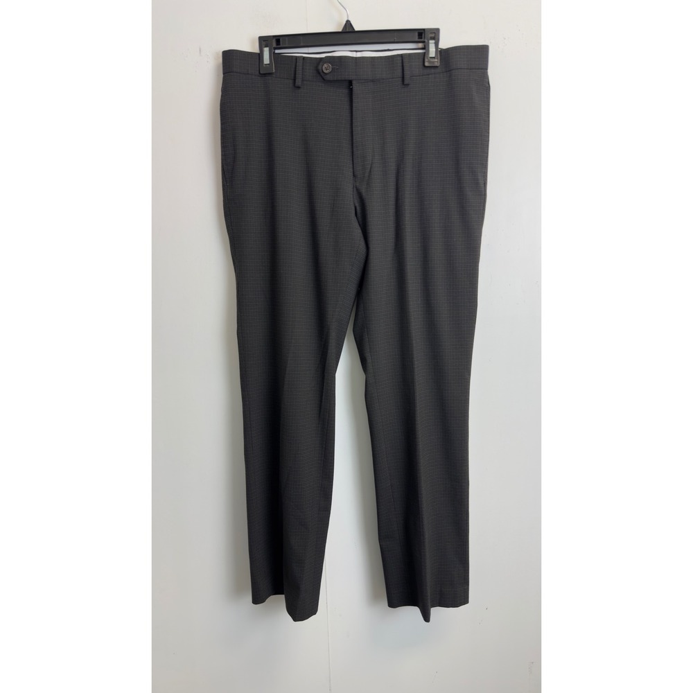 Ralph Lauren Mens 33x30 Dress Pants Black Micro Check Flat Front Stretch Trouser